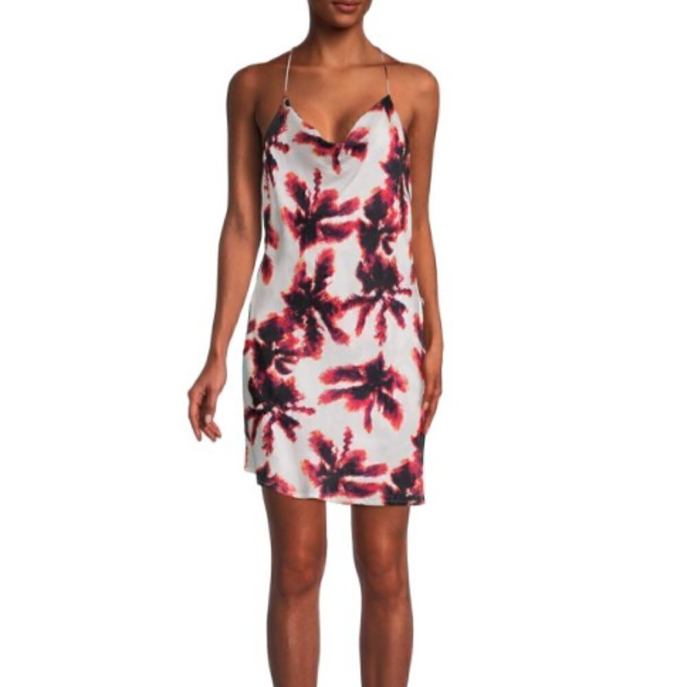 NWT Area‎ Stars Palm Print Mini Slip Dress Size L Women $125